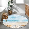 thumbnail image 4 of Area Rug 36in, Summer Beach Starfish Shell Floor Carpet Living Room Rug, Blue Sea Ocean Non-Slip Welcome Mat Indoor Rugs for Bedroom Dining Room, 4 of 9