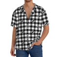 thumbnail image 3 of Disketp Men's Hawaiian Anchor Black Tartan Plaid Print Shirts Button Down Holiday Beach Shirts-Large, 3 of 7