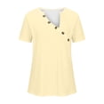 thumbnail image 4 of fheaev Hauts d'Été pour Femmes 2025 Vacances Sortie Mode Femmes T-Shirt Col en V Manches Courtes Blouse Décontractée, 4 of 6