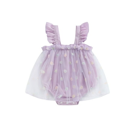 

Bagilaanoe Newborn Baby Girl Rompers Dress Flower Print Sleeveless Bodysuit 6M 12M 18M 24M Infant Mesh Patchwork One Piece Jumpsuit