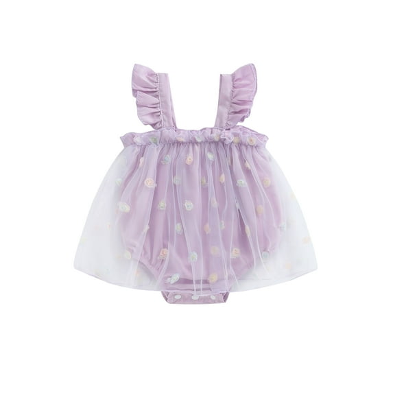 GXFC Infant Baby Girl Rompers Dress Newborn Girl Summer Sleeveless Mesh Patchwork Tulle Jumpsuit One Piece Princess Dress Bodysuit 0-24M