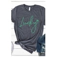 thumbnail image 6 of Retro Lucky Script Shamrock Graphic Tee T-Shirt PLUS, 6 of 7