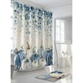 thumbnail image 3 of Fall Shower Curtain Blue Pumpkin Shower Curtains for Bathroom Thanksgiving Decor, Waterproof Polyester Shower Curtain Set with Hooks, Standard Size 66" x 72" Eucalyptus Leaves Linen, 3 of 6