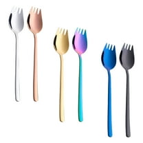 WHAMVOX 6pcs Stainless Steel Sporks Forks and Spoons Dual purpose Dessert Utensils Home Supplies