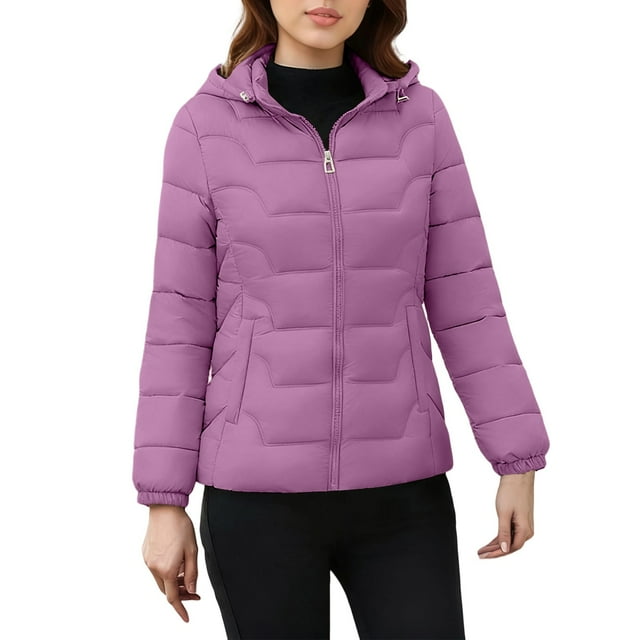 Lovzfmll Veste Décontractée pour Femme, Style à Capuche à Manches Longues Coloré Violet, 3TG