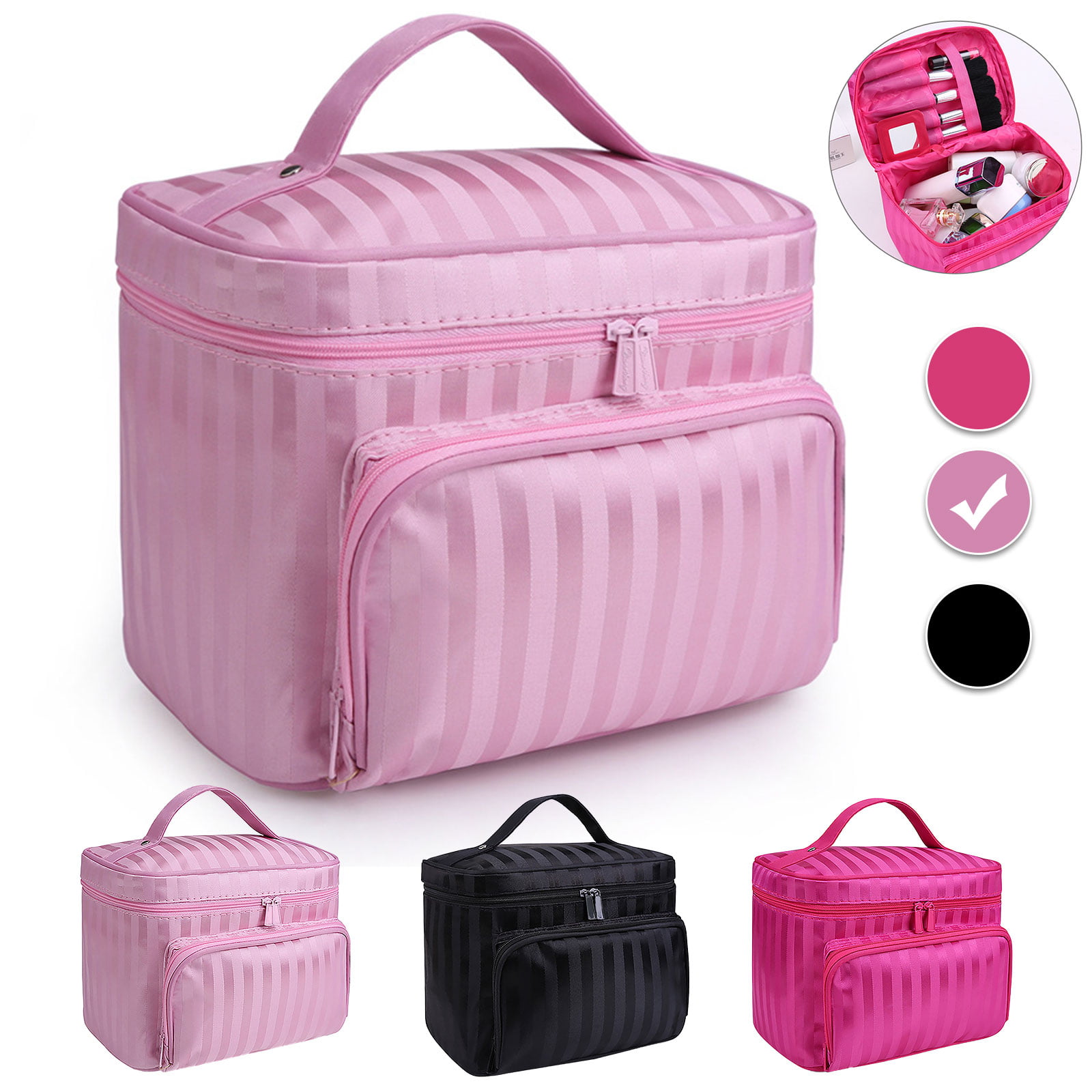 Large Makeup Case, Stripe/Rhombic Makeup Bag Storage Bag Organizer, Waterproof Travel Cosmetic Case Box, Portable Train Cases for Cosmetics Brushes, Toiletries, Gift for Women - Walmart.com