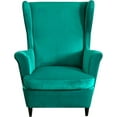 thumbnail image 2 of SHANNA Stretch Wingback Chair Covers, Velvet Wing Chair Slipcover Soft Furniture Covers For Living Room Bedroom Hotel (Peacock Blue), 2 of 10