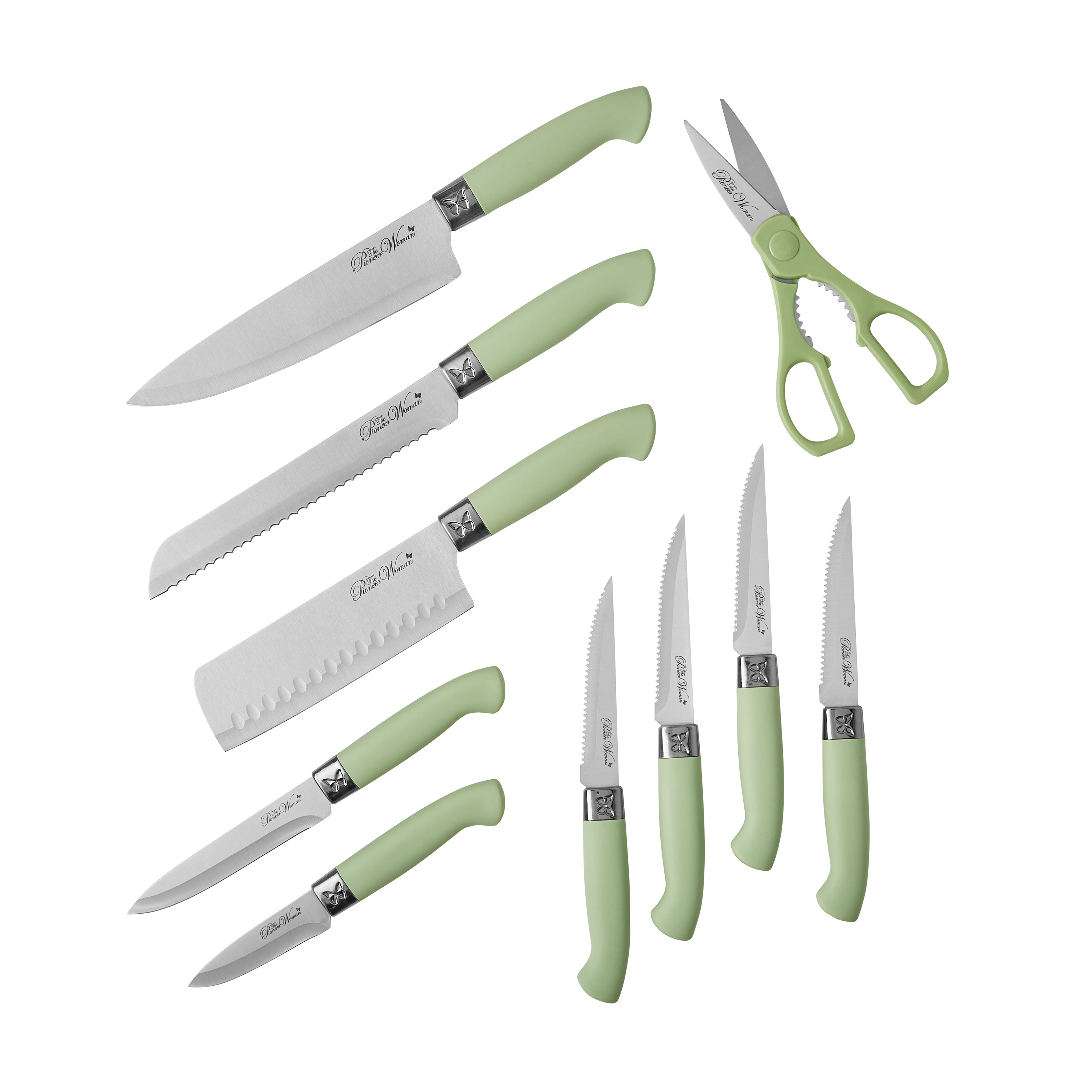 The Pioneer Woman 11-Piece Stainless Steel Knife Block Set, Sage - image 3 of 5
