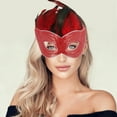 thumbnail image 5 of Unique Bargains 1 Pc Sequined Feathers Party Mask Black Red Plastic Feather, 5 of 5