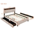 thumbnail image 5 of Miekor Furniture Queen size Upholstered Platform Bed with Storage Headboard, Twin XL Size Trundle & 2 drawers and a set of Sockets & USB Ports, Linen Fabric, Beige W5UAAA, 5 of 9