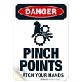 thumbnail image 1 of Pinch Points Watch Your Hands Sign, OSHA Danger Sign, (SI-3901) 10x7 Vinyl Sticker, 1 of 1