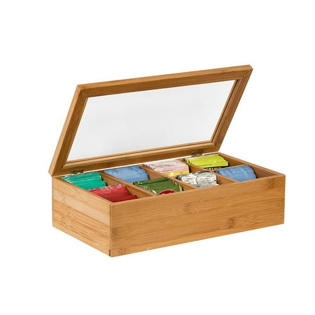 Saunders Storage Holder - Tea Box Tea Storage Bamboo Natural, Nice Tea Chest Tea Packaging Good for Tea Bag Holder