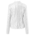 thumbnail image 6 of adviicd Women’s Sequin Jackets Long Sleeve Open Front Coat Glitter Short Blazer Casual Coat Party Club White, S, 6 of 7