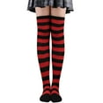 thumbnail image 3 of Striped Socks Comfortable Thigh High Socks for Costume Party Black Red, 3 of 8