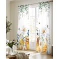 thumbnail image 5 of Eucalyptus Leaves Sheer Curtains 63 Inch Length 2 Panels Set for Living Room/Bedroom, Daisy Flower Spring Watercolor Country Floral Bee Kitchen Curtains Grommet Curtains Window Treatments 42"x63"x2, 5 of 7