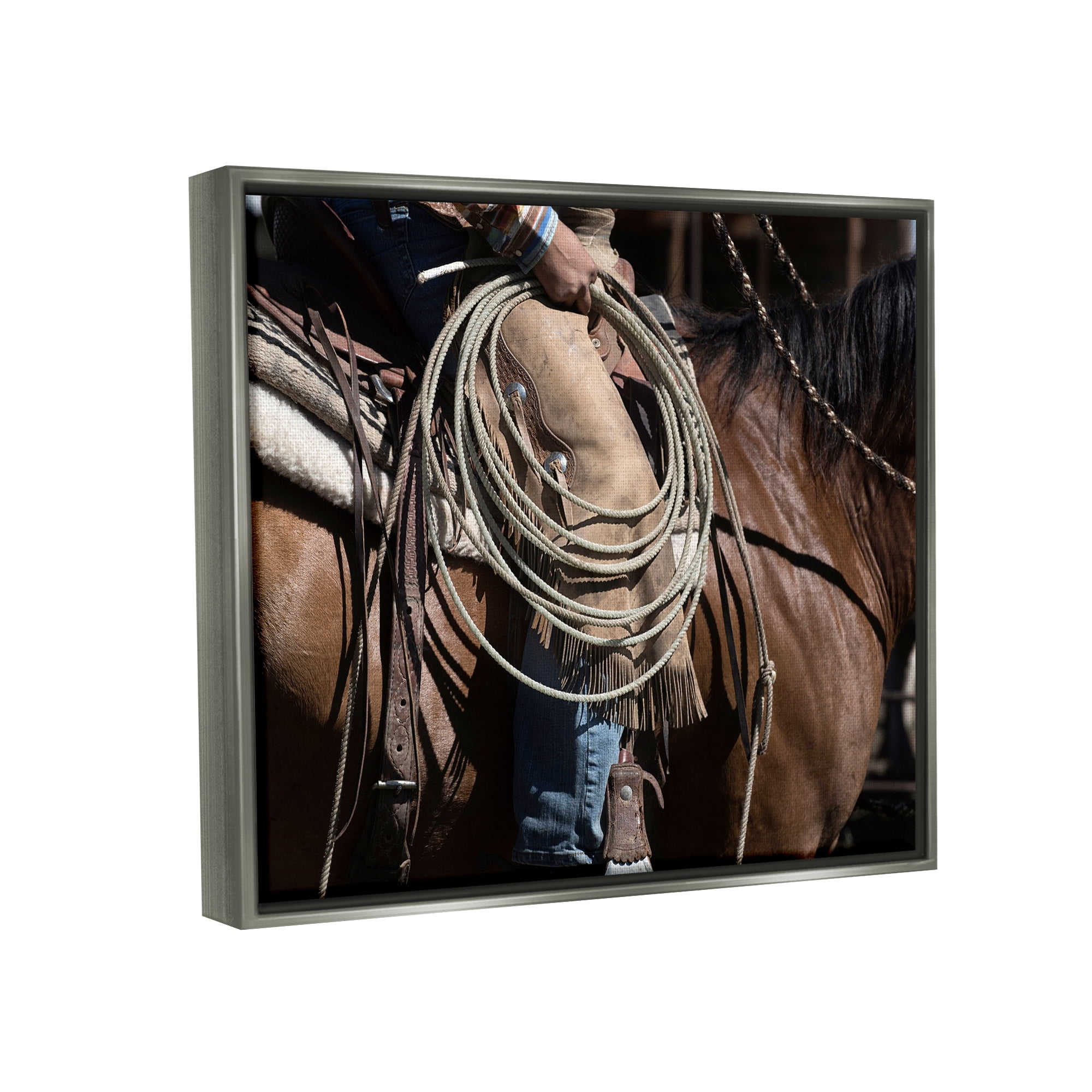 Stupell Industries Southwestern Cowboy & Lasso Beauty & Fashion Photography Gray Floater Framed Art Print Wall Art, 31 x 25