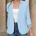 thumbnail image 6 of Fanxing Womens Casual Blazers Notch Neck Open Front Long Sleeve Work Office Solid Color Suit Jackets Cardigan Light Blue L, 6 of 9