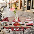 thumbnail image 6 of Christmas Gnomes Round Tablecloth for 55-60 Inch Tables,Fitted Table Cover with Elastic Edge,Xmas Tree Gift Wooden Red Black Plaid Waterproof Outdoor Table Cloth Protector for Patio Garden Dinner, 6 of 9