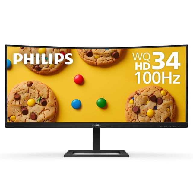 PHILIPS 346E2CUAE Pantalla curva de 34" sin marco, UltraWide QHD 3440x1440,100 Hz, 121 % sRGB, MPRT de 1 ms, carga USB-C, MultiView PIP/PBP, altura ajustable, reemplazo avanzado de 4 años, negro