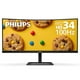 thumbnail image 1 of PHILIPS 346E2CUAE Pantalla curva de 34" sin marco, UltraWide QHD 3440x1440,100 Hz, 121 % sRGB, MPRT de 1 ms, carga USB-C, MultiView PIP/PBP, altura ajustable, reemplazo avanzado de 4 años, negro, 1 of 5