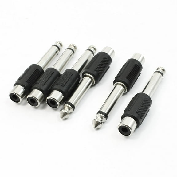 Unique Bargains 6.35mm Dia Mono Audio Male Plug to RCA Female Jack Adapter Converter x 6