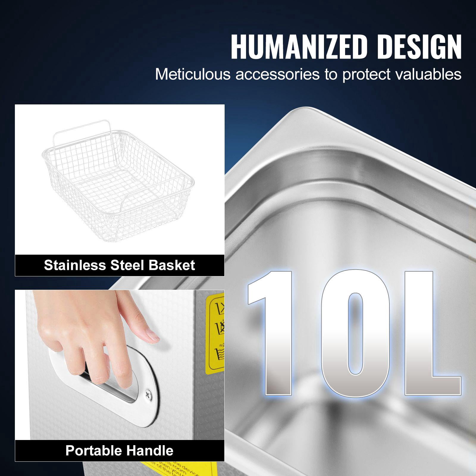 Professional Ultrasonic Cleaner 10L Digital Timer Heater Stainless Steel Industrial Sonic Cleaner 40kHz for Jewelry Glasses Watches Rings Small Parts