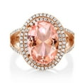 thumbnail image 4 of Gem Stone King 10.64 Ct Oval Peach Nano Morganite 18K Rose Gold Plated Silver Ring, 4 of 6