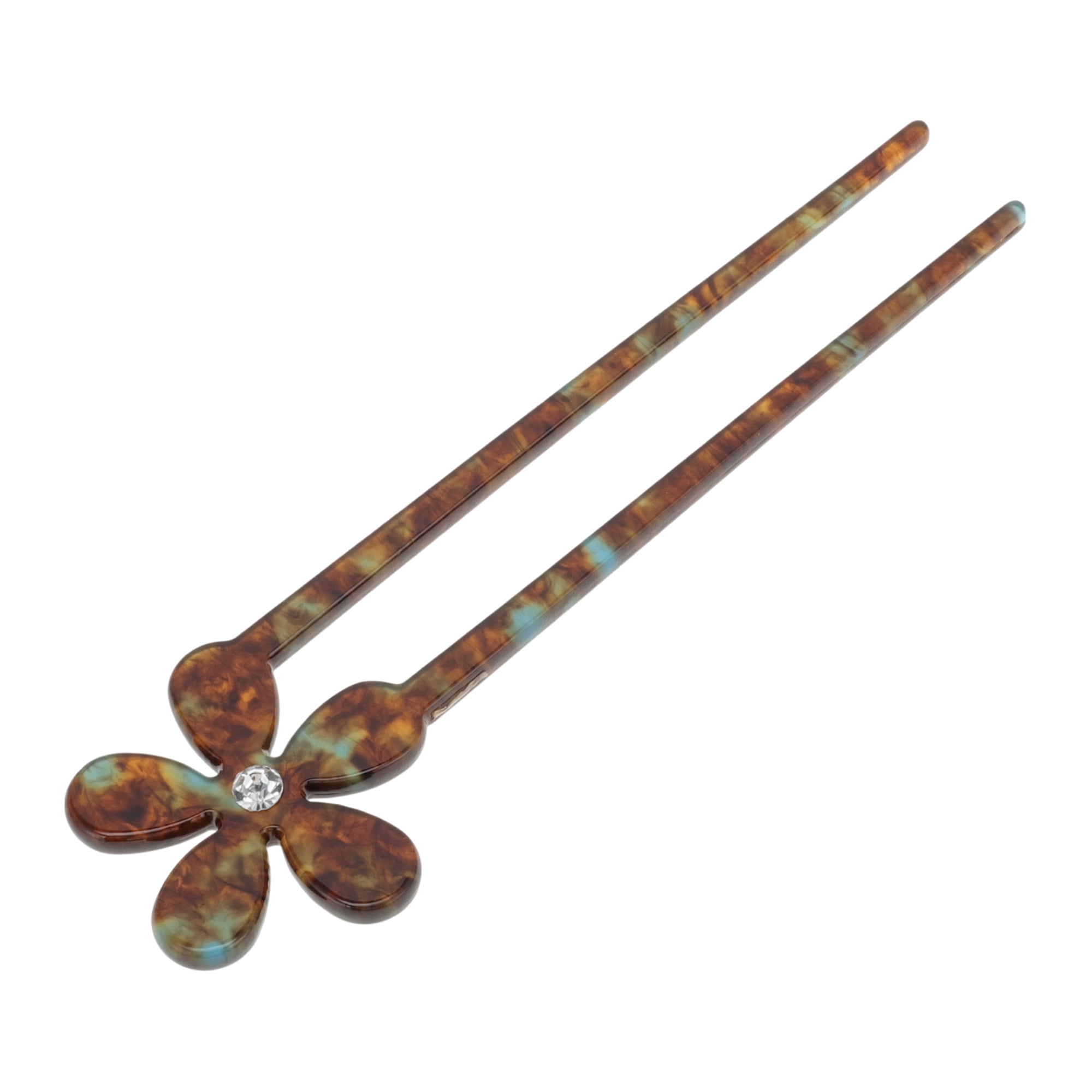 Unique Bargains Comfortable No Slip  Five-petal Flower Chignon Pin for Women 1 Pc Amber