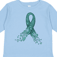 thumbnail image 4 of Inktastic Ovarian Cancer Awareness Teal Ribbon Made of Hearts Boys or Girls Long Sleeve Toddler T-Shirt, 4 of 5