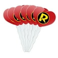 thumbnail image 1 of Batman Robin Logo Heart Love Cupcake Picks Toppers Decoration Set of 6, 1 of 7