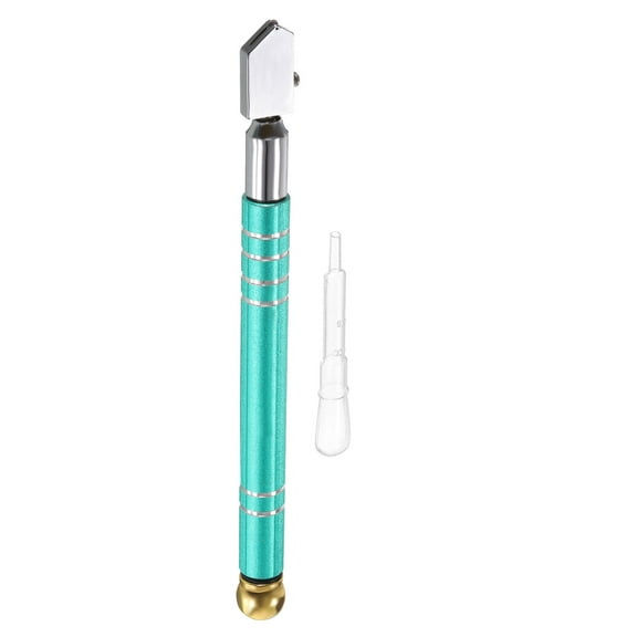 Glass Cutter 5mm-15mm Cutting Range Pencil Style Oil Feed Carbide Tip with Oil Dropper for Tiles Mirror Green