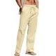 thumbnail image 3 of Pantalones Sailwind casual de lino para hombre, playa, verano, beige y amarillo, 3 of 6