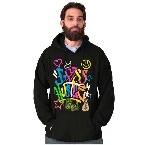 Urban Streetwear Boss Hustle Graffiti Hoodie Sweatshirt Women Men Brisco Brands S