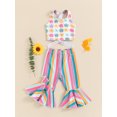 thumbnail image 3 of Bagilaanoe 2pcs Toddler Baby Girl Pants Set Flower Sleeveless Tank Tops + Striped Flare Trousers 12M 18M 24M 3T 4T 5T Kids Casual Clothes, 3 of 7