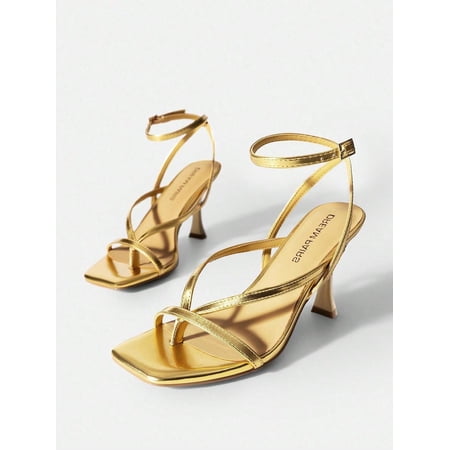 Womens Minimalist Ankle Strap Sandals Fashion Square Toe Thong Heeled Shoes for Wedding Party Casual Wearing 2026