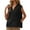 Black, variant on Solid Tank Top for Women Sleeveless Collared V Neck Tee Tops Side Split Hem Casual Blouse White XXL