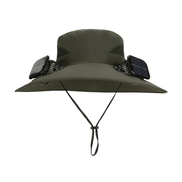 Roiihwy Solar Powered Hat with 2 Fans, Wide Brim Fan Sun Hat Summer Hat for Outdoor Fishing, Hiking Gardening, F