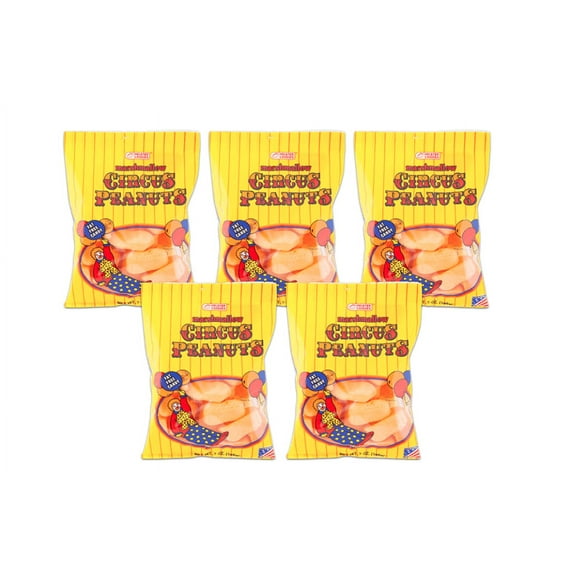 Melster Circus Peanuts Marshmallow Candy 5 Bags of 7 Oz Each.