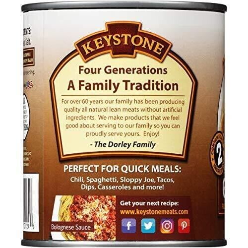 (6 Cans Pack) Keystone All Natural Ground Beef 28 oz Can Emergency Survival Food For Camping Hiking and Backpacking