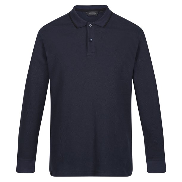 Regatta - Polo Leaonzo de Manga Larga para Hombre (Marino, Negro)
