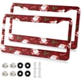 thumbnail image 2 of GZHJMY Christmas Santa Claus License Plate Frames, License Plate Covers, 2 Packs Universal Aluminum Tag Frame with 2 Holes & Screw Caps for Front and Rear Car Tags, Elliptical Hole Decorative, 2 of 7