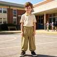 thumbnail image 2 of CAIVO Relaxed Fit Boys Pants For Kids Elastic Waist Everyday Trousers Summer Outdoor Trendy Solid Color Bottoms, 2 of 7