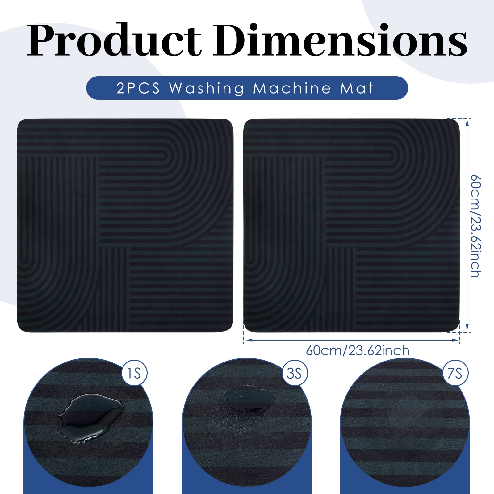 2-Pack Washer and Dryer Top Cover, 23.62" x 23.62" Diatom Mud Laundry Mat – Non-Slip Rubber Base Countertop Topper for Washer & Dryer (Black)