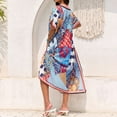 thumbnail image 5 of WTOBBY Women's Floral Cover Up Dress, Colorful Loose Fit Bikini Beach Robe Sun Protective Smock Free Size for Pool Vacation Resort Wear and Swim Cover,Blue, 5 of 5
