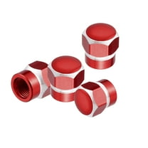 Motoforti Universal Color Tire Valve Cap Hexagon Shape Aluminum Alloy Red 4 Pcs