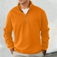 thumbnail image 2 of Mock Turtleneck Sweatshirt Men Retro Quarter Zip Long Sleeve Mens Pullover Soft Warm Sports Shirt Solid Color Tops Relaxed Fit Men Sweatshirts Orange M, 2 of 6