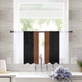 thumbnail image 4 of Sheer Curtains 54 Inches Long, Contemporary Boho Modern Art Light Filtering Window Curtains for Living Room/Bedroom, Brown Black White Rod Pocket Voile Sheer Curtain Drapes, 52"W x 54"L, 2 Panels, 4 of 9