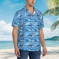 thumbnail image 2 of Wukai Blue Fish Men's Hawaiian Shirt Short Sleeve Casual Button Down Summer Beach Aloha Shirt Tropical Print Holiday Party, 2 of 8