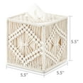 thumbnail image 3 of Tissue Box Cover Macrame Square Open-Bottom Tissue Box Holder Tissue Organizer Bohemian Handmade Woven Tissue Cube Box, Ivory, for Bathroom Bedroom Dresser Living Room Office Dorm, 3 of 4