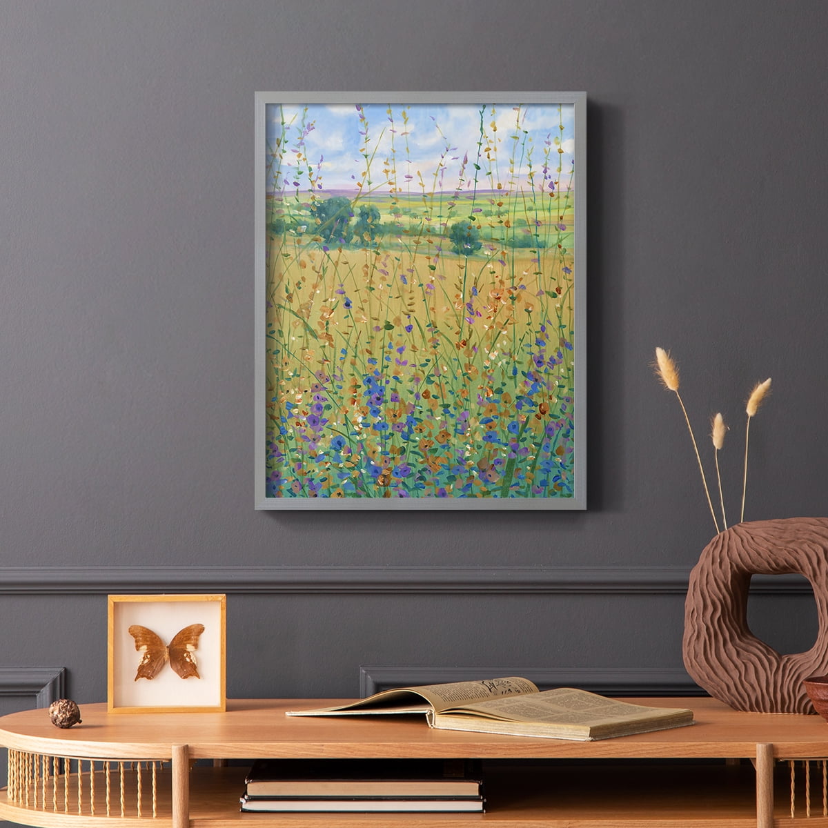 Wildflower Path I Framed Print - Solid Wood in Single Picture Frame Solid Wood 2 Framed Print